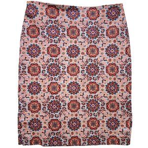 Loft Womens Career Pencil Skirt Side Slit Back Zip Size 6 Multi Floral Medallion